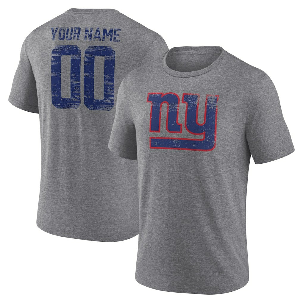 New York Giants  Heritage Custom Name & Number Tri-Blend T-Shirt