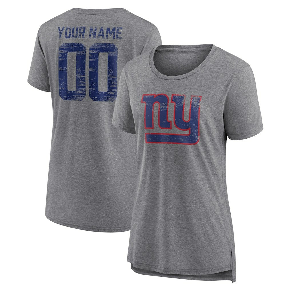 New York Giants  Women's Heritage Custom Name & Number Tri-Blend T-Shirt