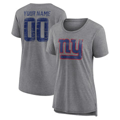 New York Giants  Women's Heritage Custom Name & Number Tri-Blend T-Shirt