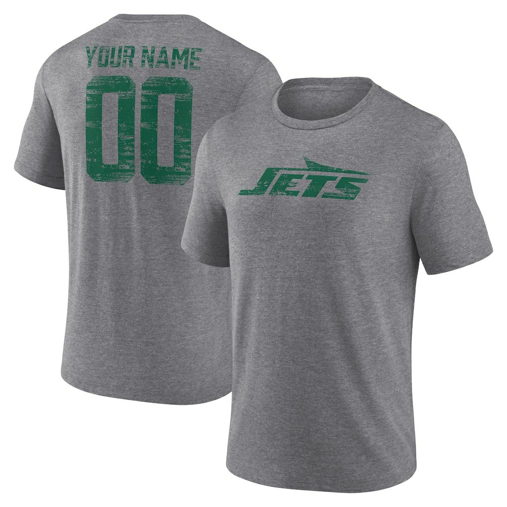 New York Jets  Heritage Custom Name & Number Tri-Blend T-Shirt