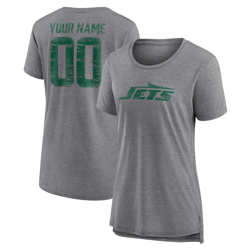 New York Jets  Women's Heritage Custom Name & Number Tri-Blend T-Shirt
