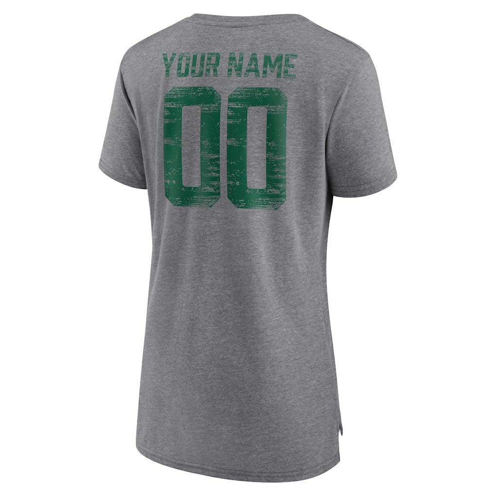 New York Jets  Women's Heritage Custom Name & Number Tri-Blend T-Shirt
