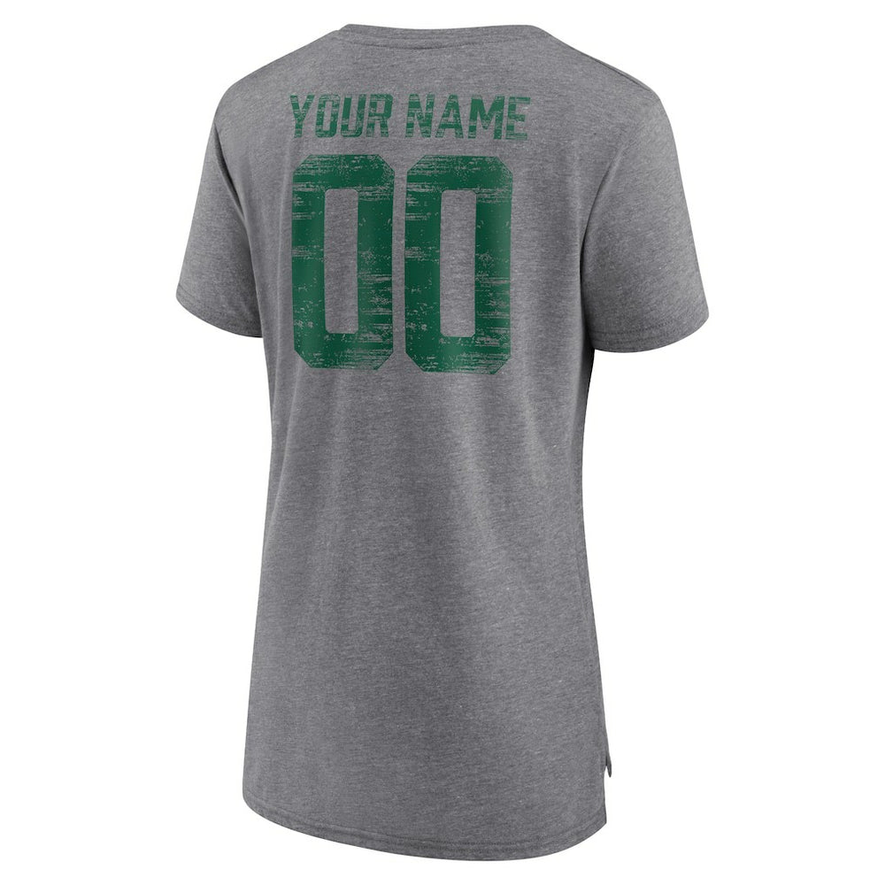 New York Jets  Women's Heritage Custom Name & Number Tri-Blend T-Shirt