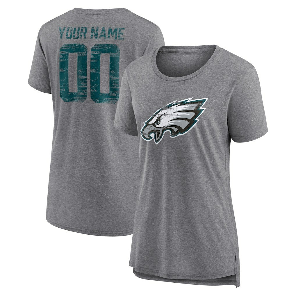 Philadelphia Eagles  Women's Heritage Custom Name & Number Tri-Blend T-Shirt