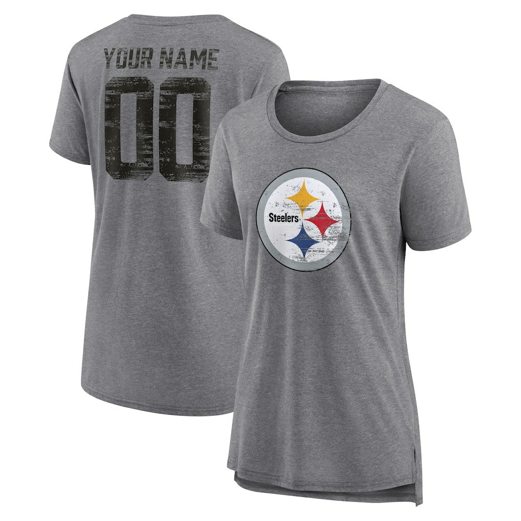 Pittsburgh Steelers  Women's Heritage Custom Name & Number Tri-Blend T-Shirt
