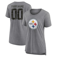 Pittsburgh Steelers  Women's Heritage Custom Name & Number Tri-Blend T-Shirt