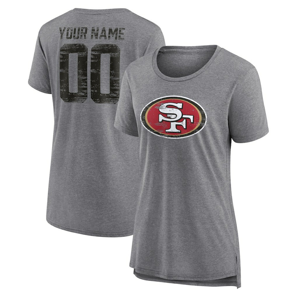 San Francisco 49ers  Women's Heritage Custom Name & Number Tri-Blend T-Shirt