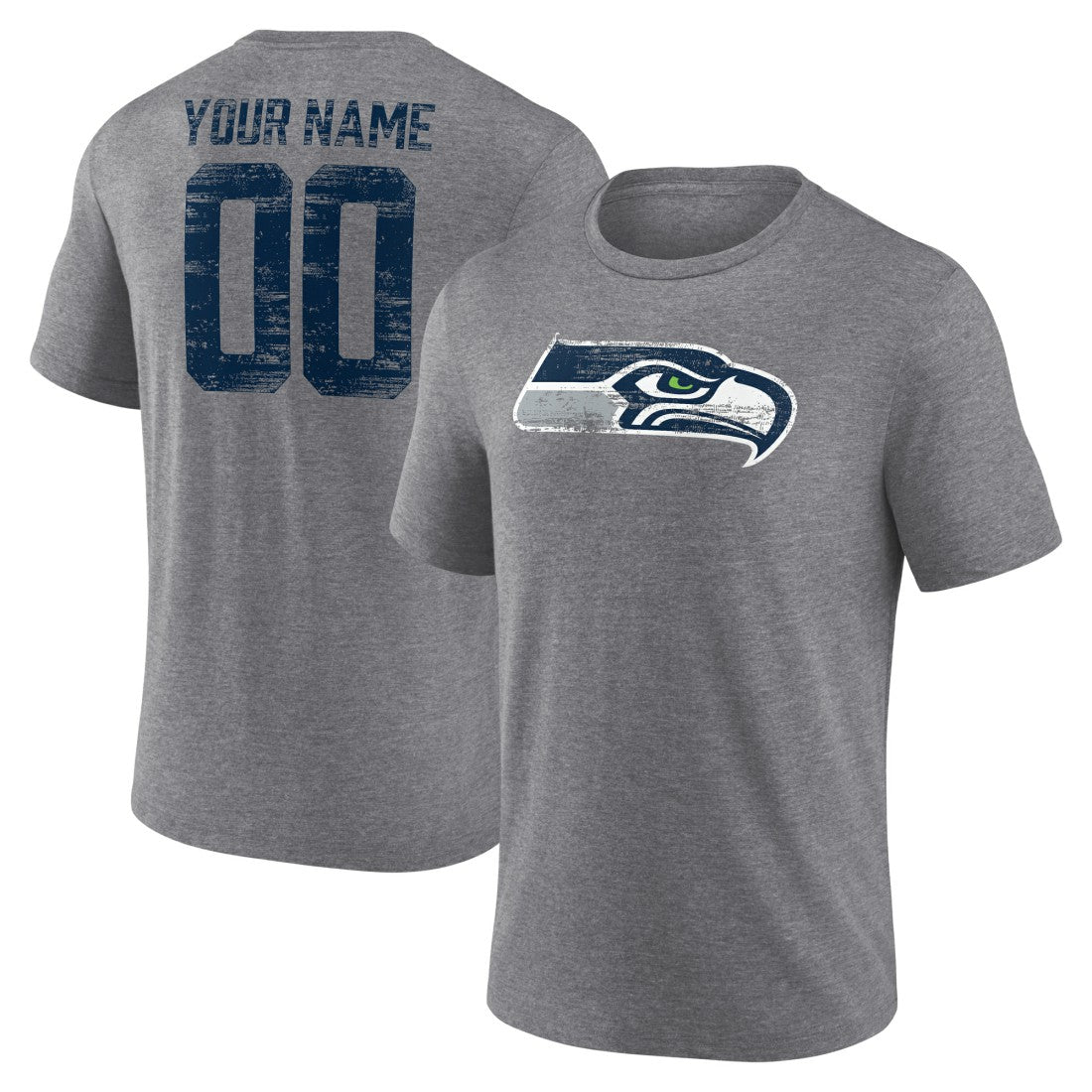 Seattle Seahawks  Heritage Custom Name & Number Tri-Blend T-Shirt