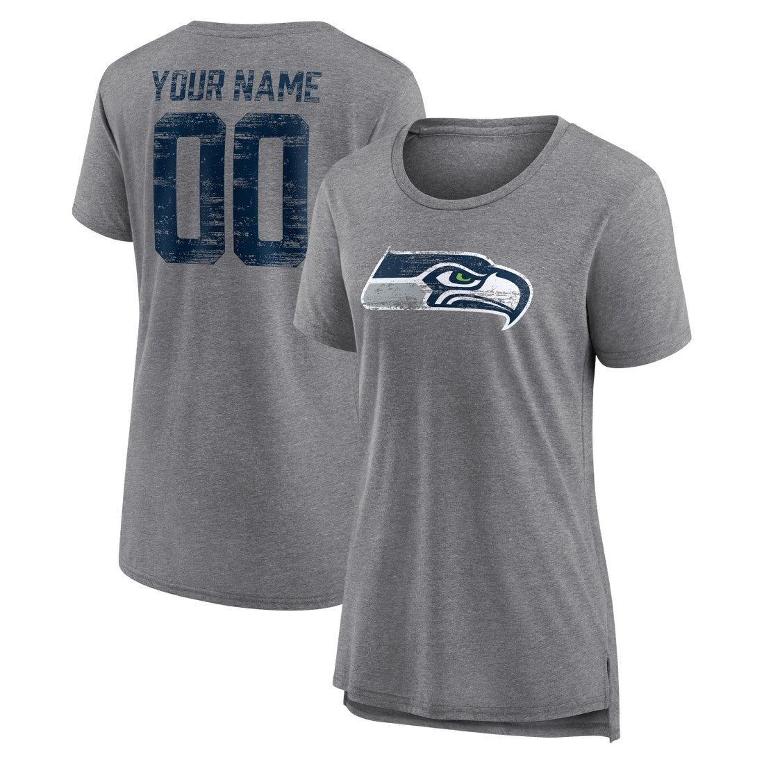 Seattle Seahawks  Women's Heritage Custom Name & Number Tri-Blend T-Shirt