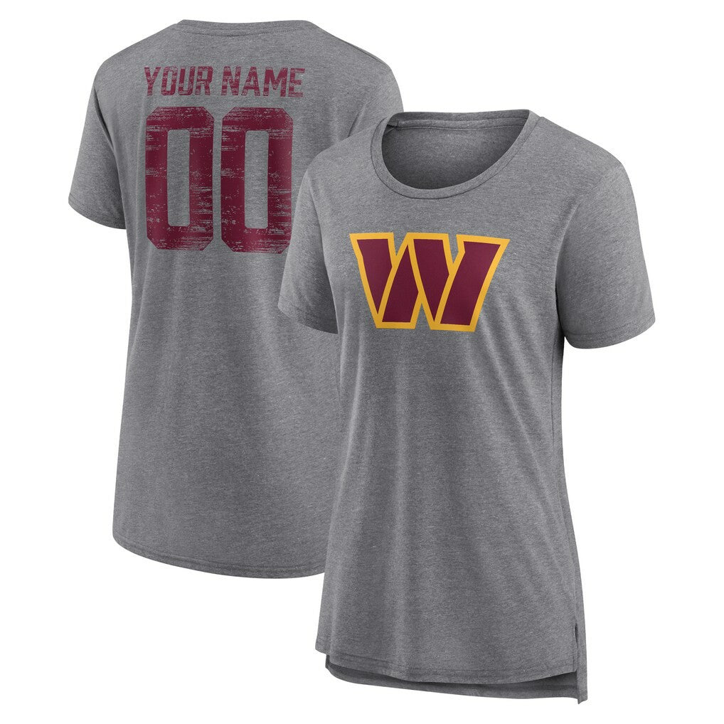 Washington Commanders  Women's Heritage Custom Name & Number Tri-Blend T-Shirt
