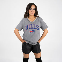 Buffalo Bills  Gameday Couture Women's Relaxed Iconic Edge Rhinestone V-Neck T-Shirt