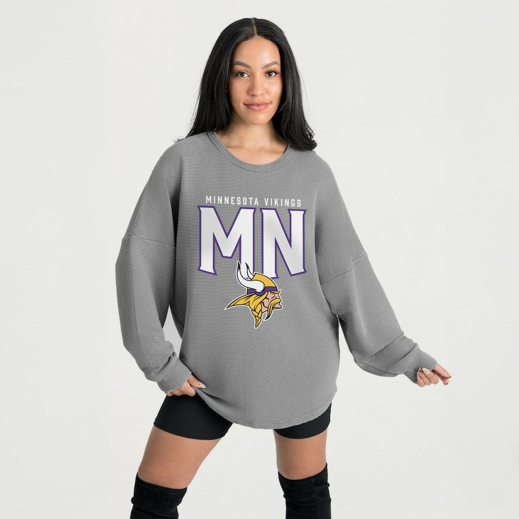 Minnesota Vikings  Gameday Couture Women's Oversized Pure Motion Corded Sweatshirt