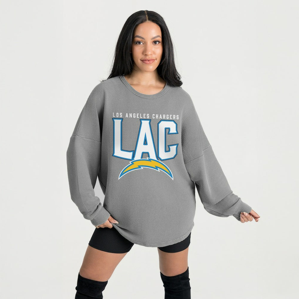 Los Angeles Chargers  Gameday Couture Women's Oversized Pure Motion Corded Sweatshirt
