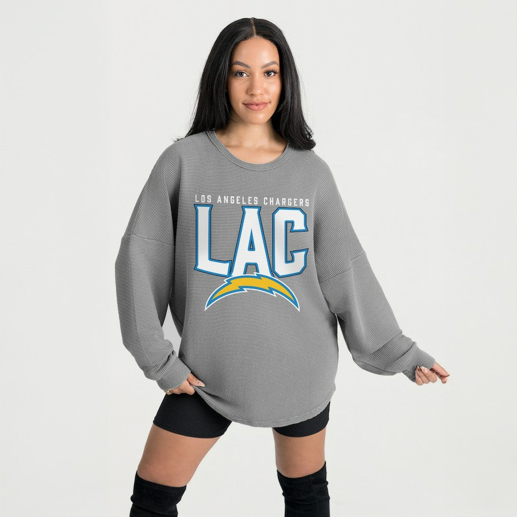 Los Angeles Chargers  Gameday Couture Women's Oversized Pure Motion Corded Sweatshirt