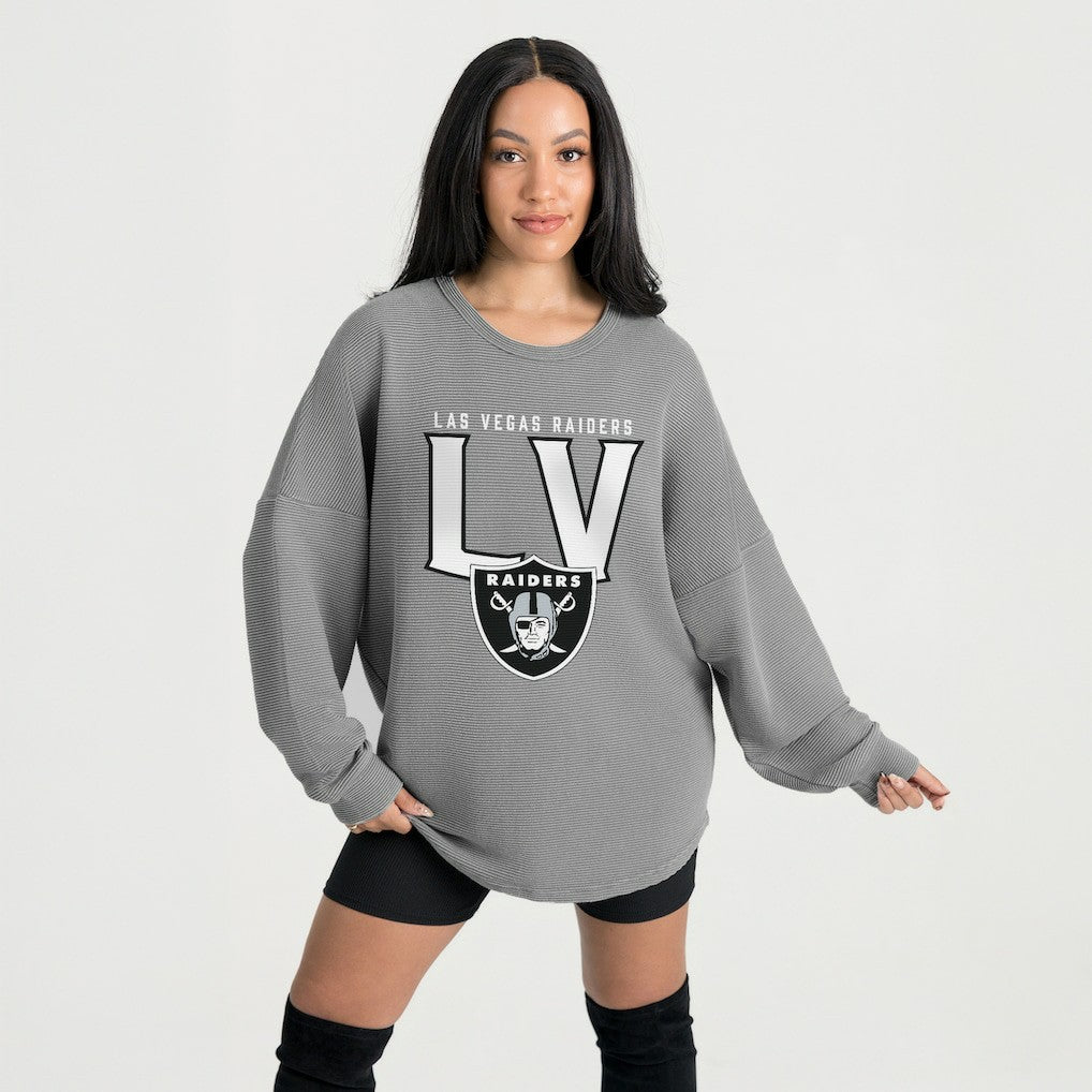 Las Vegas Raiders  Gameday Couture Women's Oversized Pure Motion Corded Sweatshirt