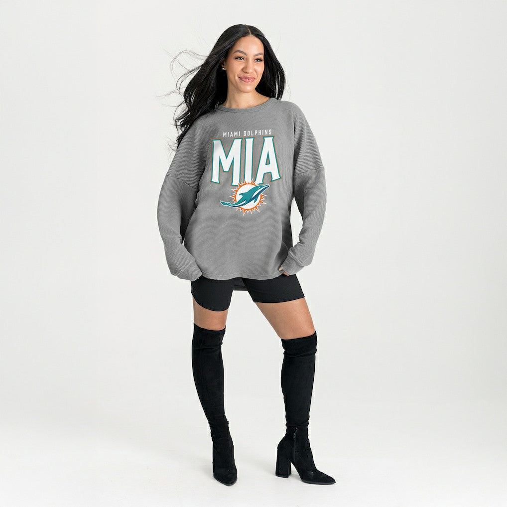 Miami Dolphins  Gameday Couture Women's Oversized Pure Motion Corded Sweatshirt