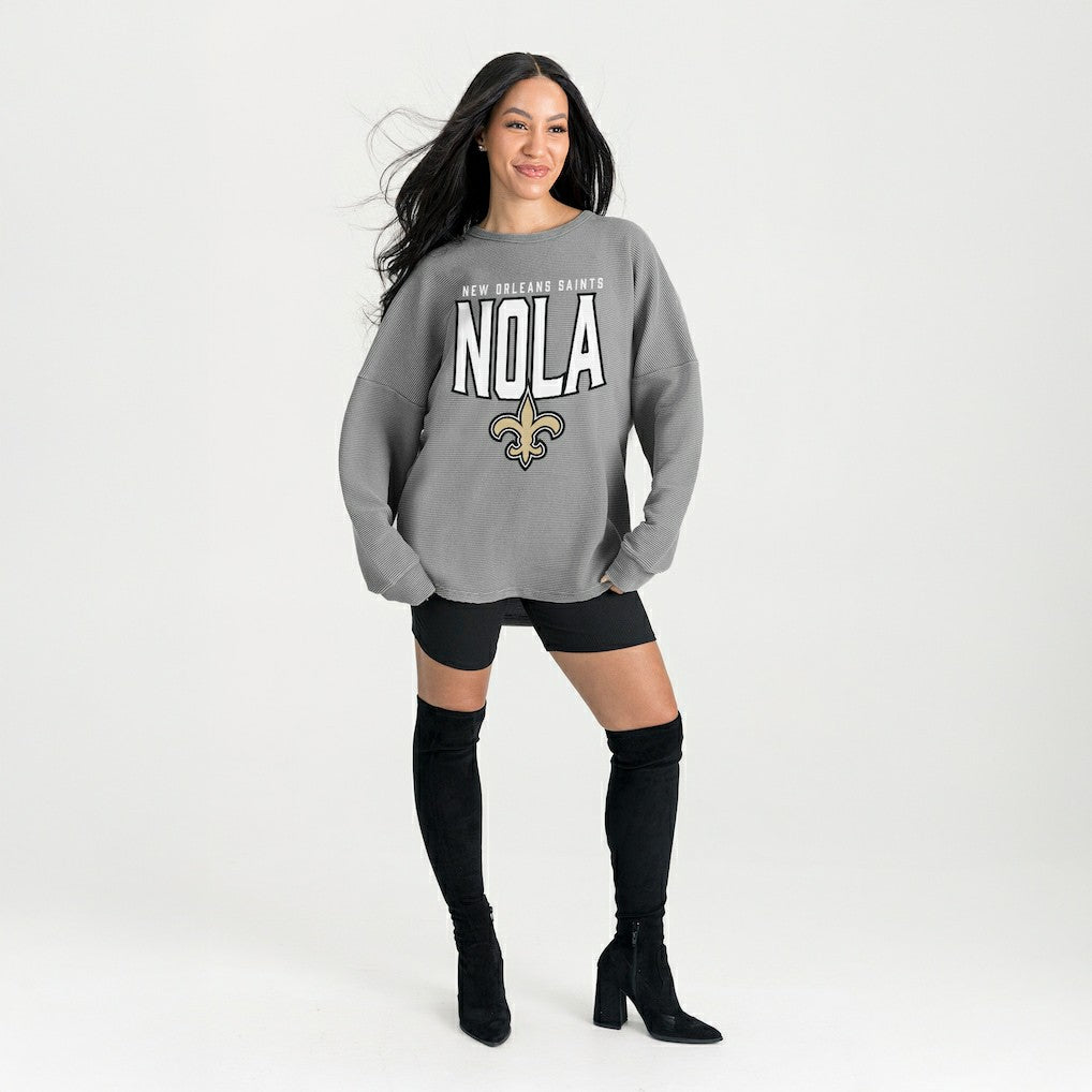 New Orleans Saints  Gameday Couture Women's Oversized Pure Motion Corded Sweatshirt