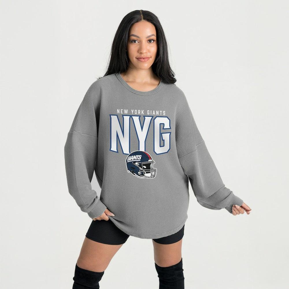 New York Giants  Gameday Couture Women's Oversized Pure Motion Corded Sweatshirt