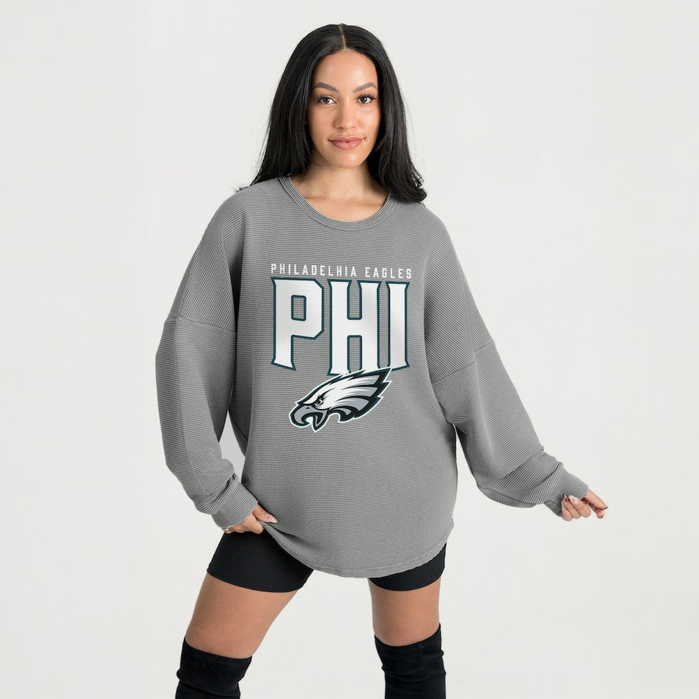 Philadelphia Eagles  Gameday Couture Women's Oversized Pure Motion Corded Sweatshirt