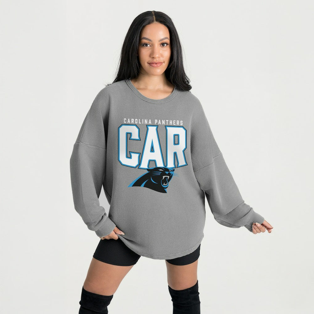 Carolina Panthers  Gameday Couture Women's Oversized Pure Motion Corded Sweatshirt