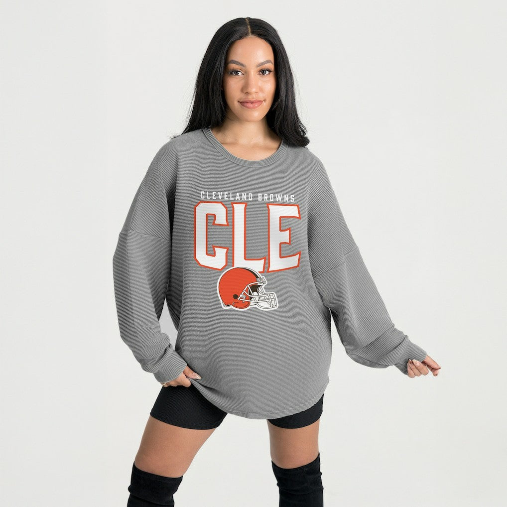 Cleveland Browns  Gameday Couture Women's Oversized Pure Motion Corded Sweatshirt