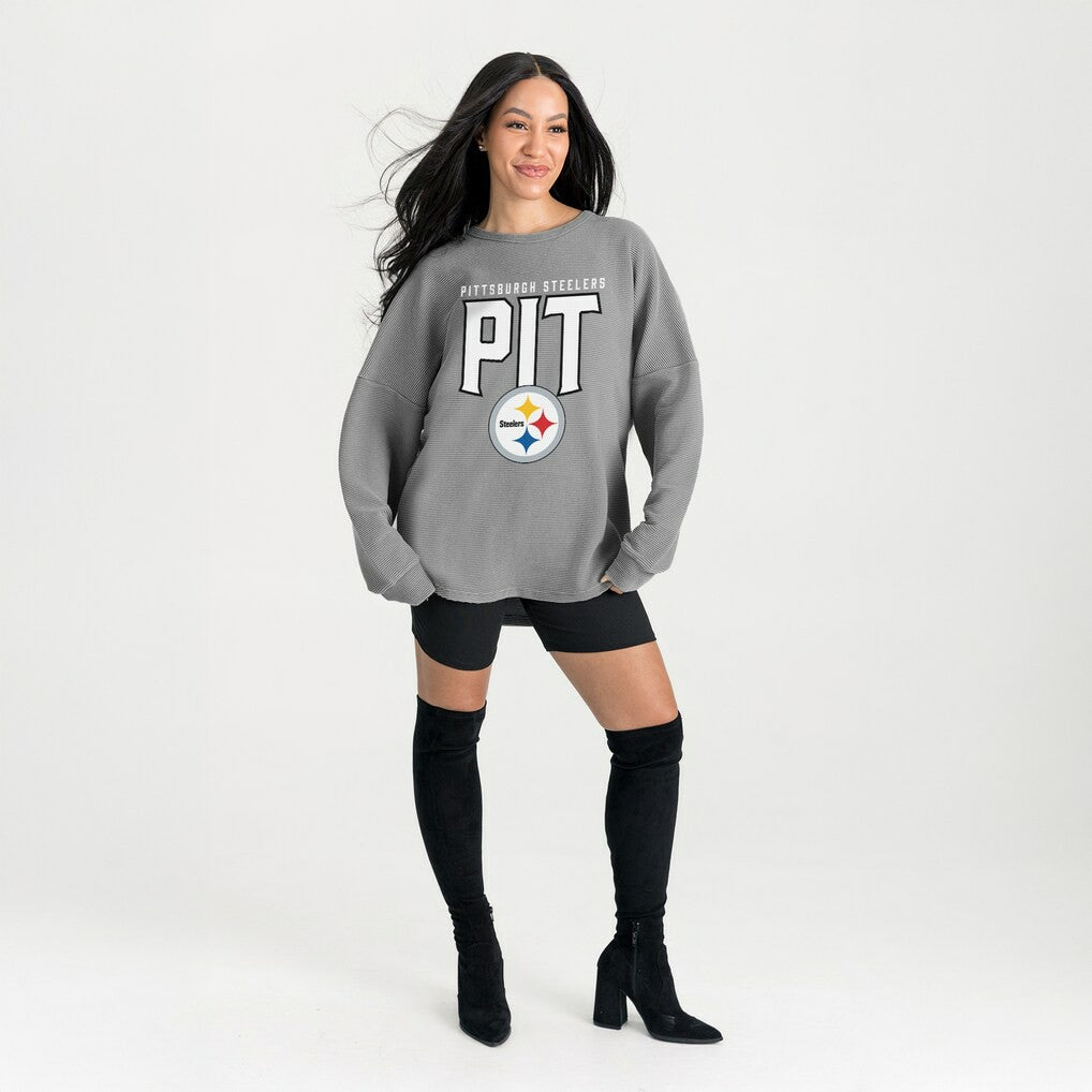 Pittsburgh Steelers  Gameday Couture Women's Oversized Pure Motion Corded Sweatshirt
