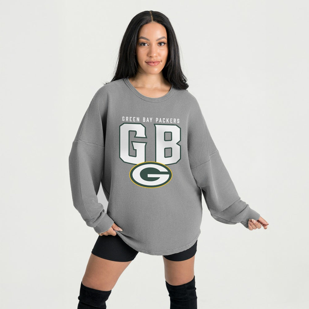 Green Bay Packers  Gameday Couture Women's Oversized Pure Motion Corded Sweatshirt