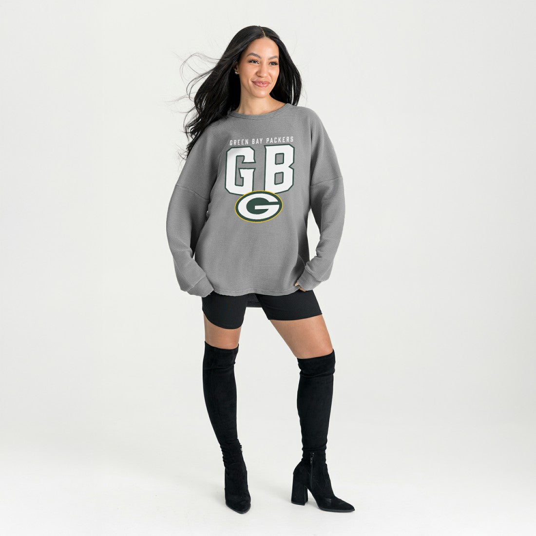 Green Bay Packers  Gameday Couture Women's Oversized Pure Motion Corded Sweatshirt