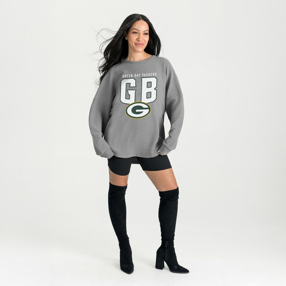 Green Bay Packers  Gameday Couture Women's Oversized Pure Motion Corded Sweatshirt