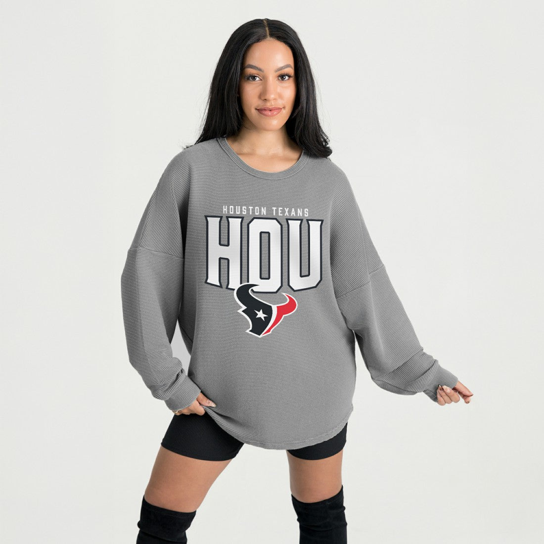 Houston Texans  Gameday Couture Women's Oversized Pure Motion Corded Sweatshirt