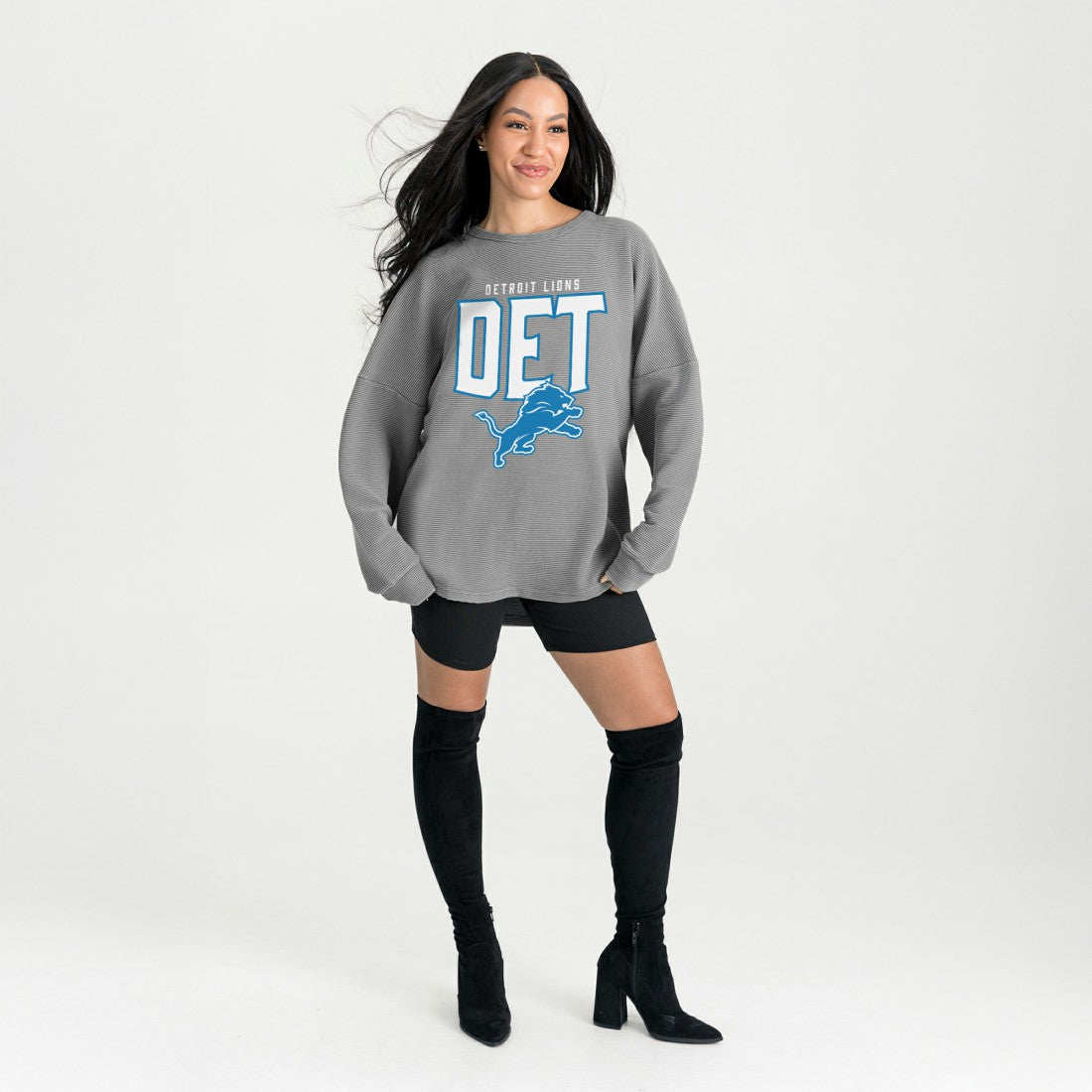 Detroit Lions  Gameday Couture Women's Oversized Pure Motion Corded Sweatshirt