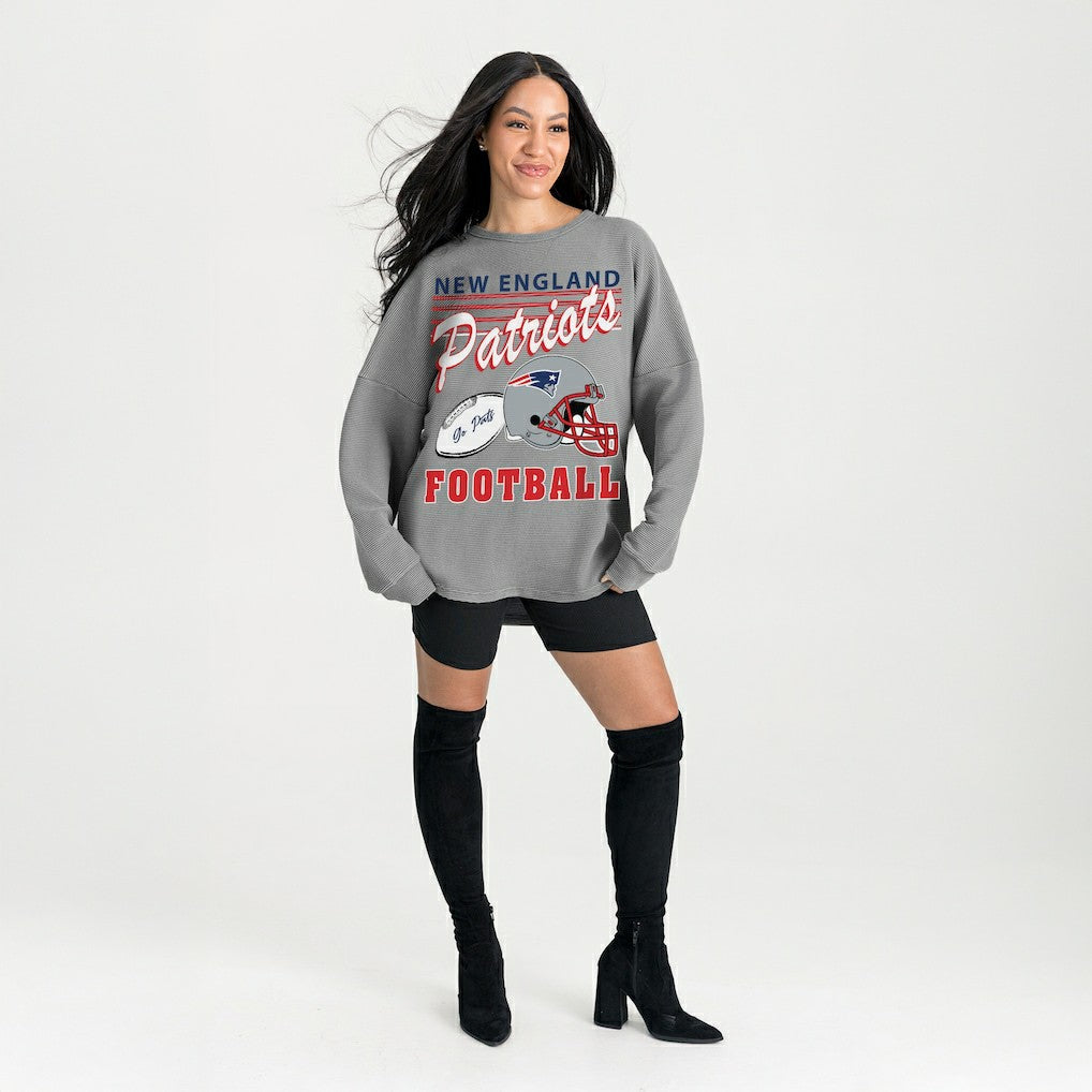 New England Patriots  Gameday Couture Women's Oversized Sweet Victory Corded Sweatshirt