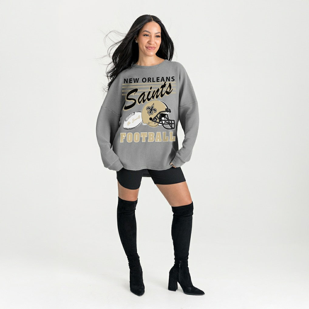 New Orleans Saints  Gameday Couture Women's Oversized Sweet Victory Corded Sweatshirt