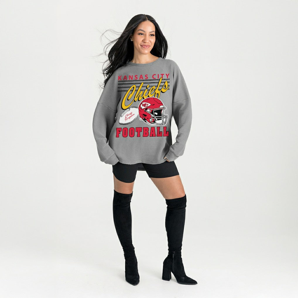 Kansas City Chiefs  Gameday Couture Women's Oversized Sweet Victory Corded Sweatshirt