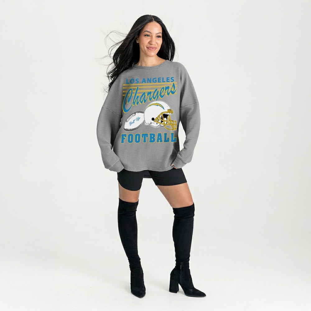 Los Angeles Chargers  Gameday Couture Women's Oversized Sweet Victory Corded Sweatshirt