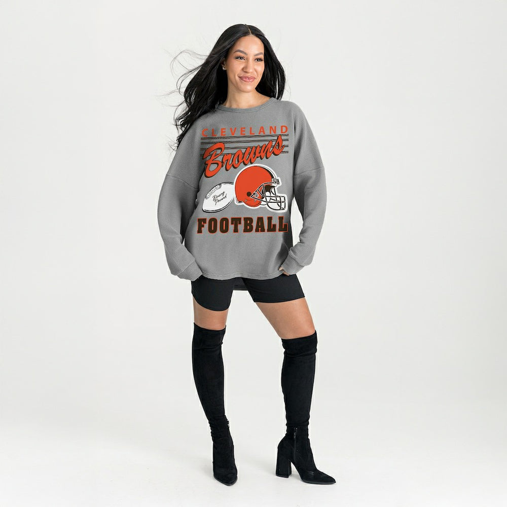 Cleveland Browns  Gameday Couture Women's Oversized Sweet Victory Corded Sweatshirt