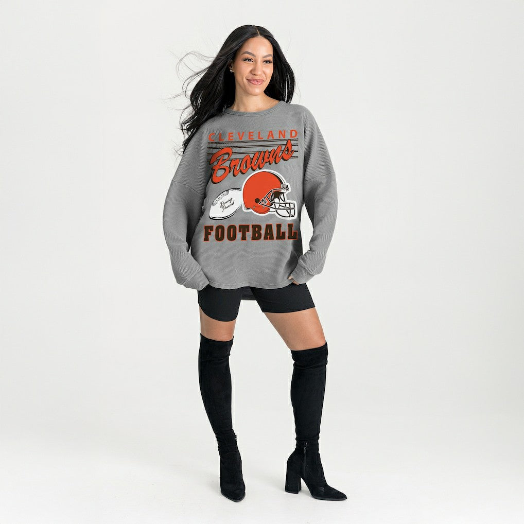 Cleveland Browns  Gameday Couture Women's Oversized Sweet Victory Corded Sweatshirt