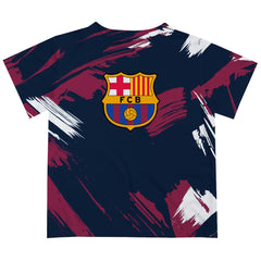 Barcelona Vive La Fete Youth Paint Brush T-Shirt Navy