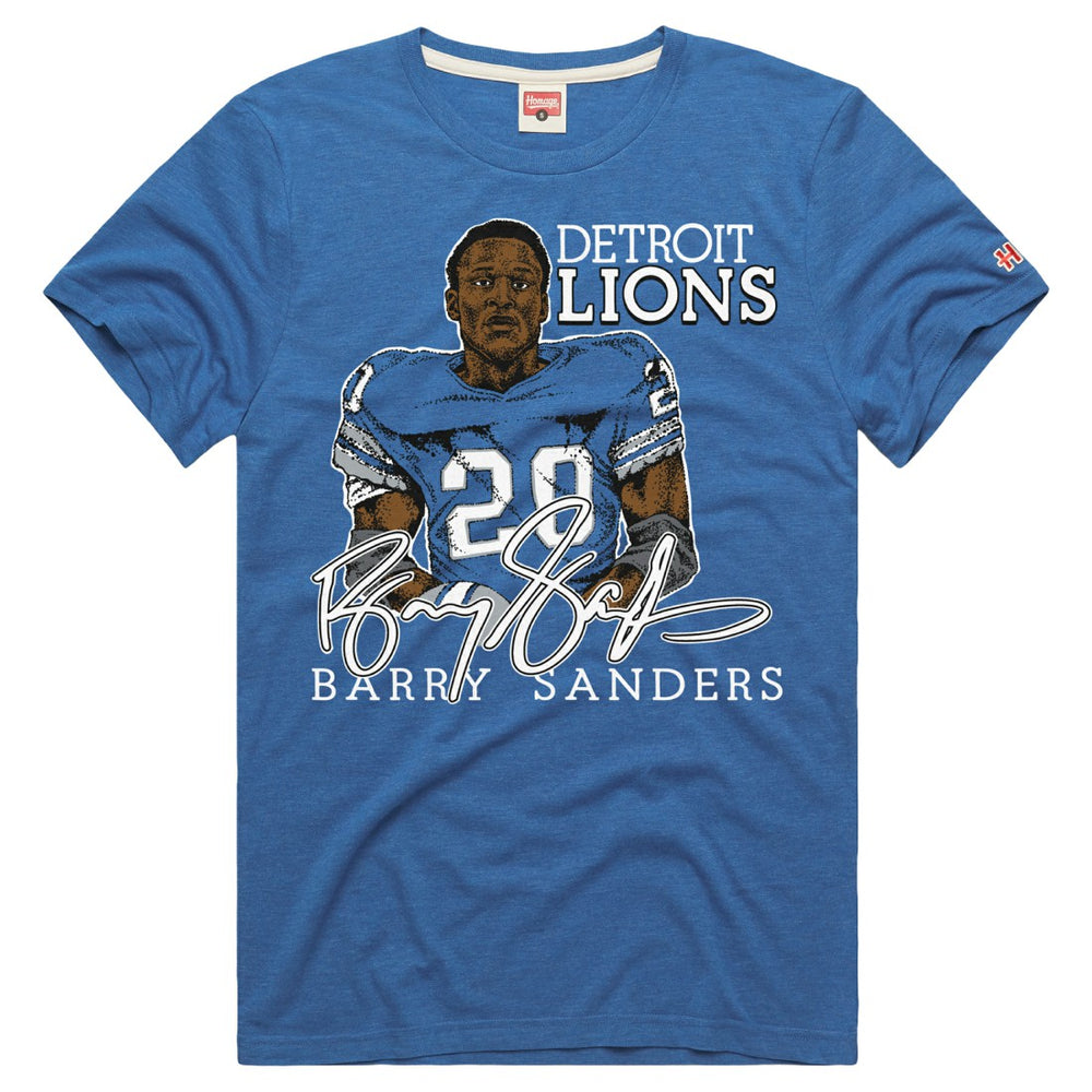 Detroit Lions  Barry Sanders  Homage Unisex Retired Player Classic Caricature Tri-Blend T-Shirt