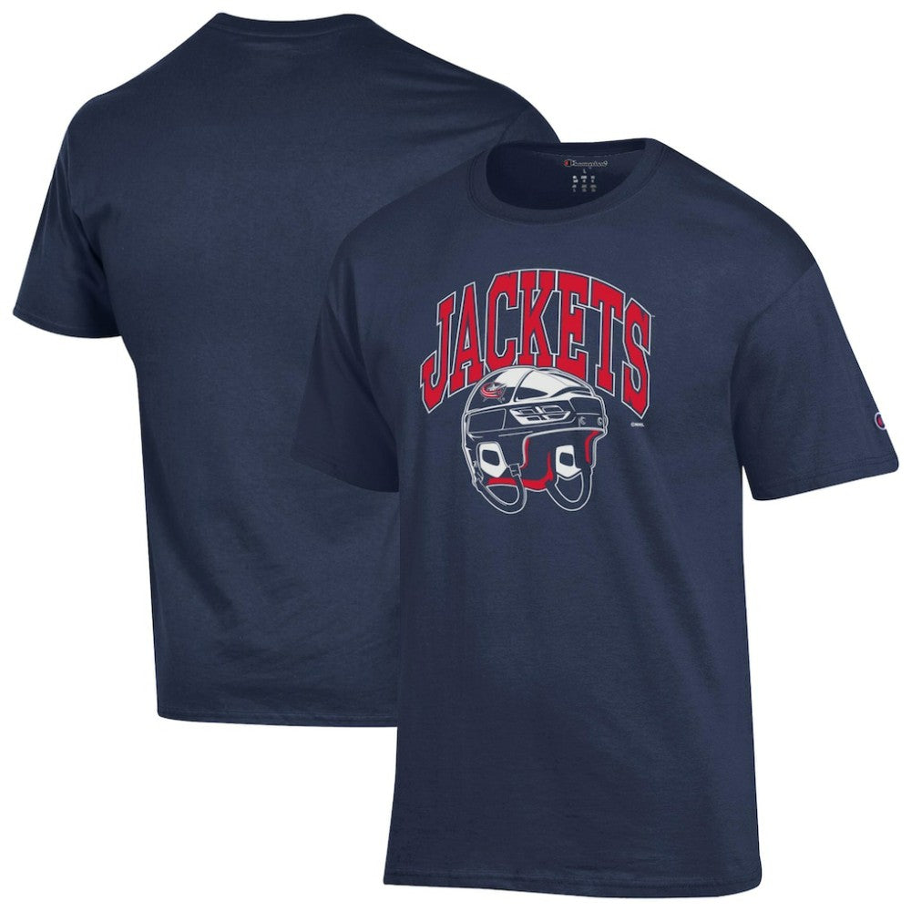 Columbus Blue Jackets Champion Helmet T-Shirt For Sale
