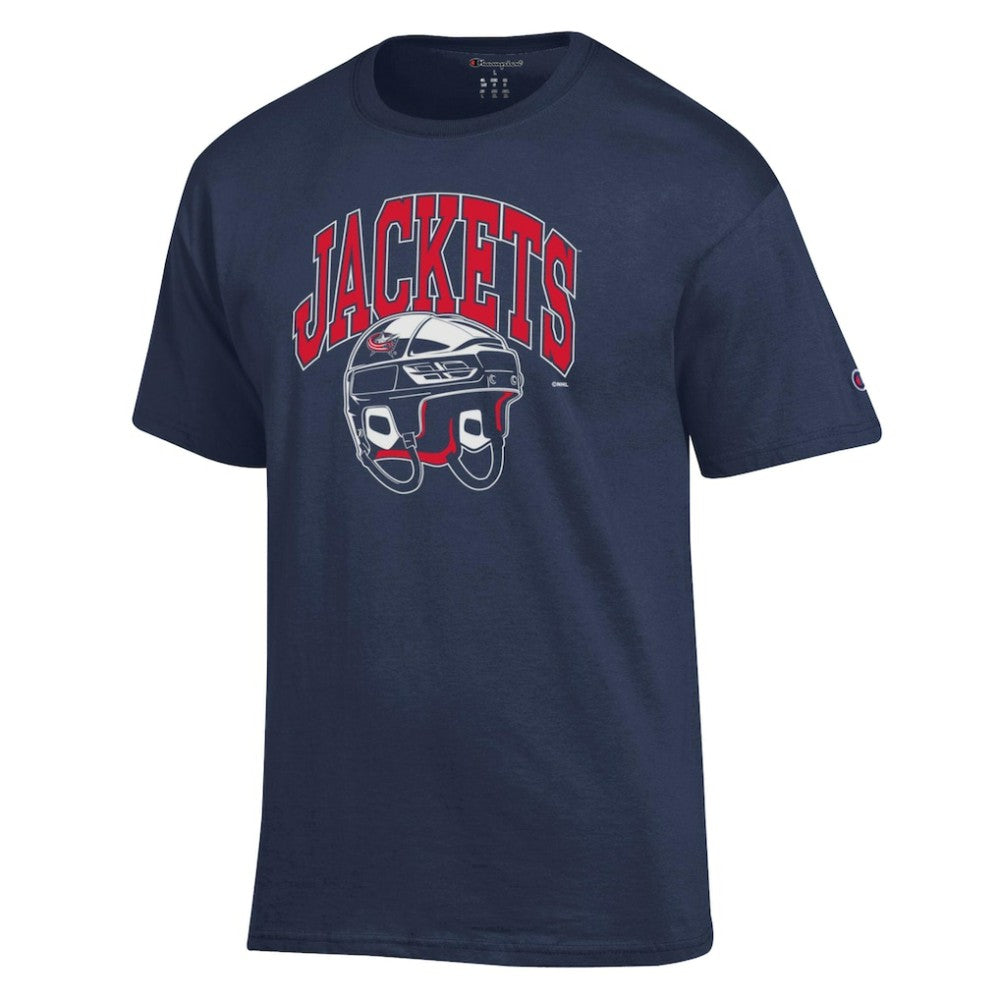 Columbus Blue Jackets Champion Helmet T-Shirt For Sale