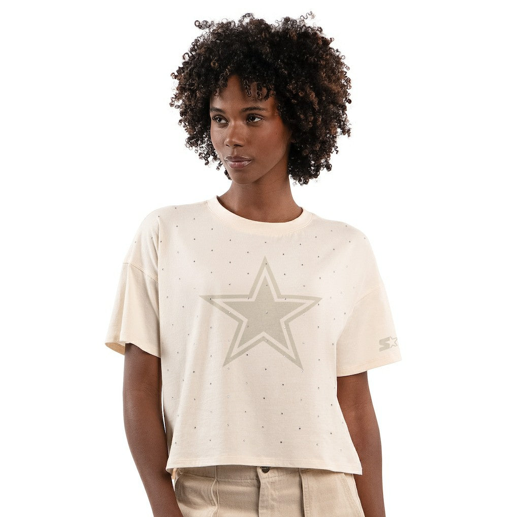 Dallas Cowboys  Starter Women's Rhinestone Sprinkle Boxy Cropped T-Shirt