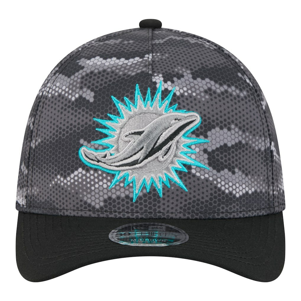 Miami Dolphins New Era Camo A-Frame 39THIRTY Flex Hat