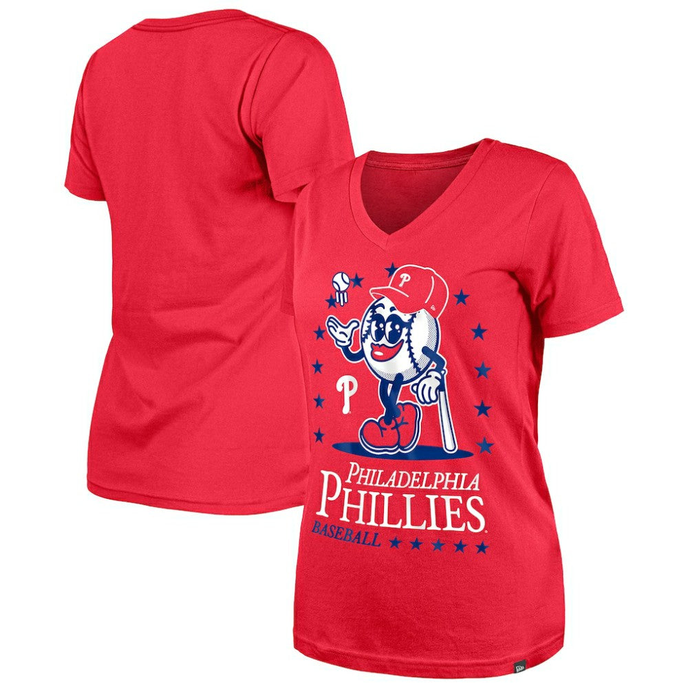 Philadelphia Phillies New Era Women's Little Miss 2 V-Neck T-Shirt | MLB Discount