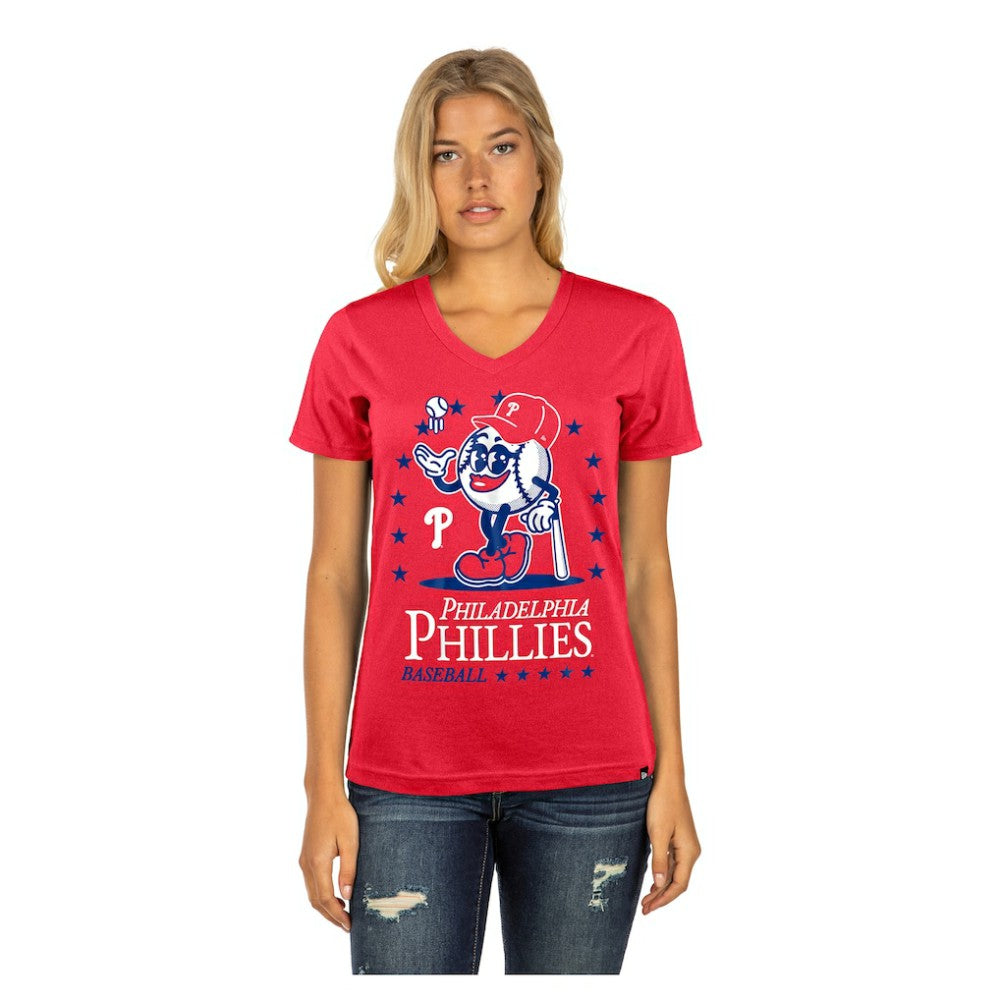 Philadelphia Phillies New Era Women's Little Miss 2 V-Neck T-Shirt | MLB Discount