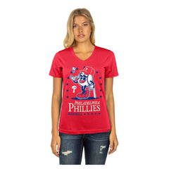 Philadelphia Phillies New Era Women's Little Miss 2 V-Neck T-Shirt | MLB Discount
