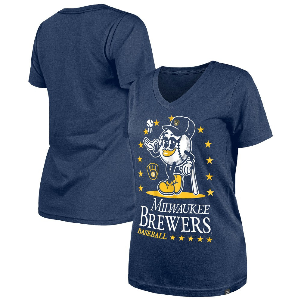 Milwaukee Brewers New Era Women's Little Miss 2 V-Neck T-Shirt | MLB For sale