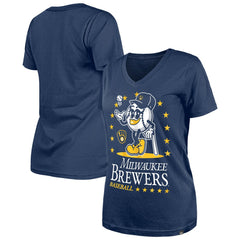 Milwaukee Brewers New Era Women's Little Miss 2 V-Neck T-Shirt | MLB For sale