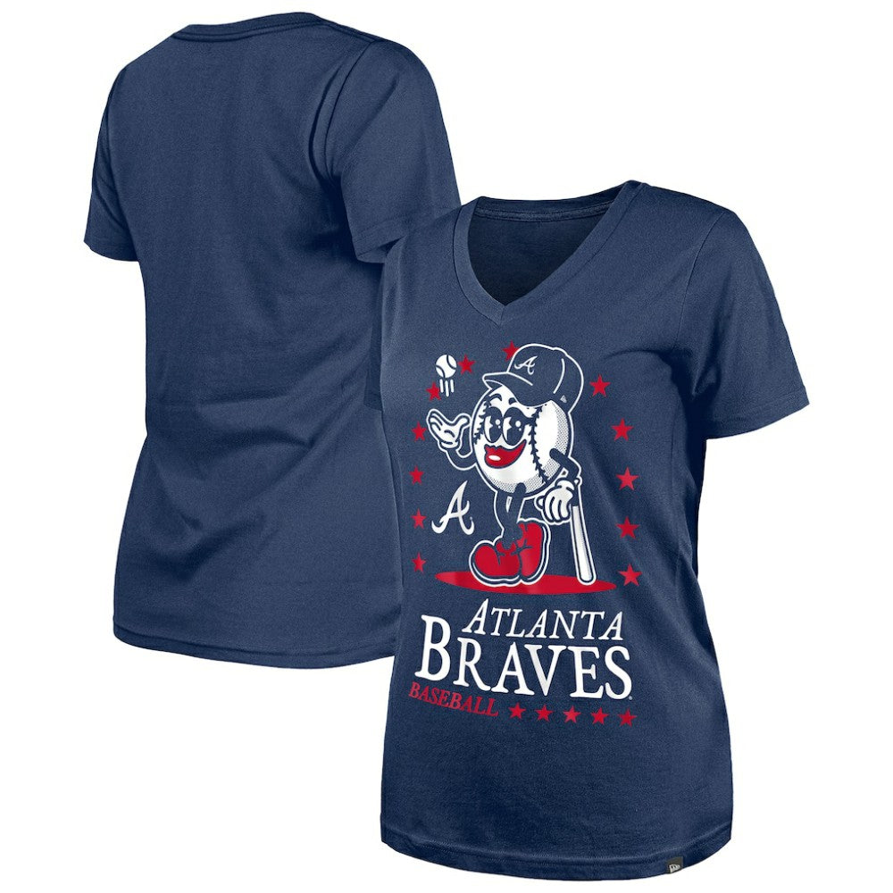 Atlanta Braves New Era Women's Little Miss 2 V-Neck T-Shirt | MLB Discount