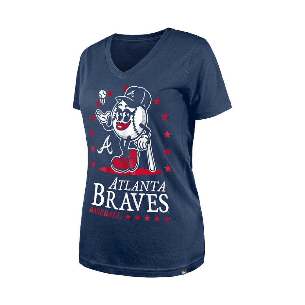 Atlanta Braves New Era Women's Little Miss 2 V-Neck T-Shirt | MLB Discount
